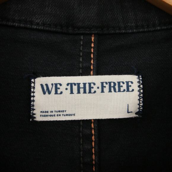 Free People We The Free Jayde Flare Jumpsuit Black Mamba NWT Denim Size L - Picture 10 of 12